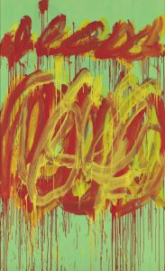 Cy Twombly (1929 - 2011), Untitled (Camino Real), 2011 Acryl auf Sperrholz, 252,4 x 185,1 cm Foto: Haydar Koyupinar, Bayerische Staatsgemälde-sammlungen, Museum Brandhorst, München © Cy Twombly Foundatio